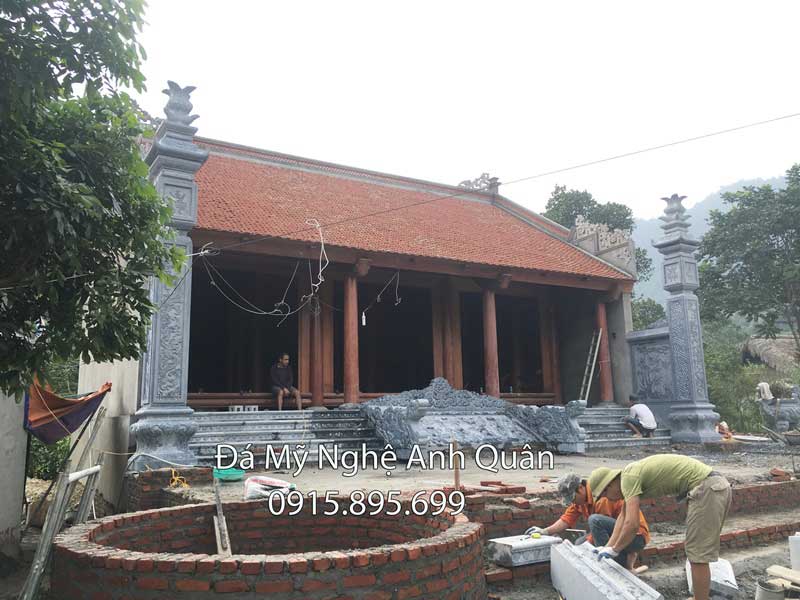 Toàn cảnh Nhà thờ họ bằng đá - Cột đồng trụ ĐÁ ĐẸP Anh Quân Ninh Bình