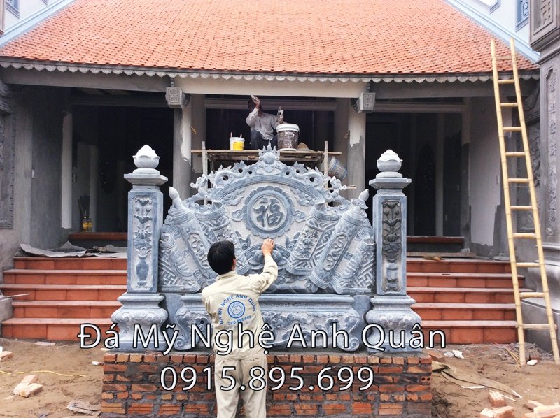 Mẫu cuốn thư đá ĐẸP, Cuốn thư đá Nhà thờ họ do Đá mỹ nghệ Anh Quân Ninh Bình chế tác, lắp đặt