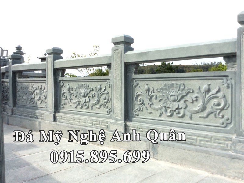 Lan can đá xanh rêu khắc CNC