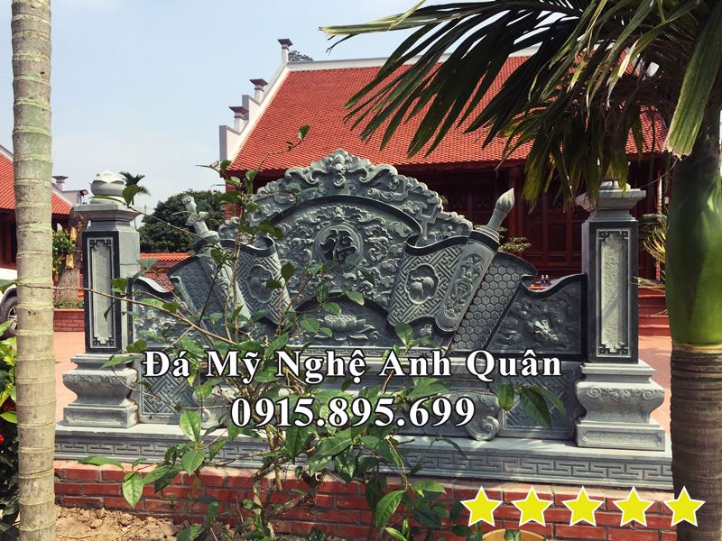 Đặt Cuốn thư đá - Tác Môn Đá cho Nhà thờ tổ tại Thái Bình bằng đá xanh rêu nguyên khối.