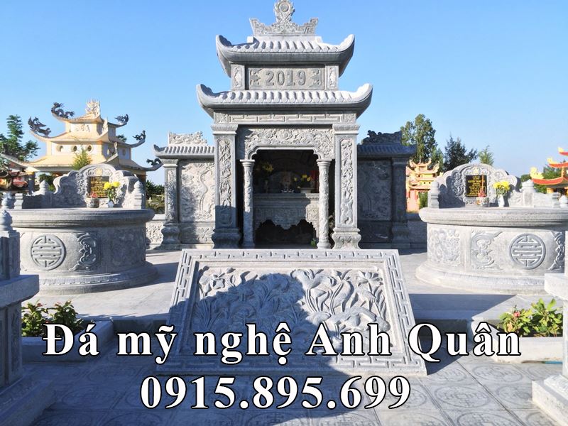 Lăng thờ đá cao cấp với Chiếu SEN đá đầm và hai Mộ đá tròn bạt băm đỉnh cao
