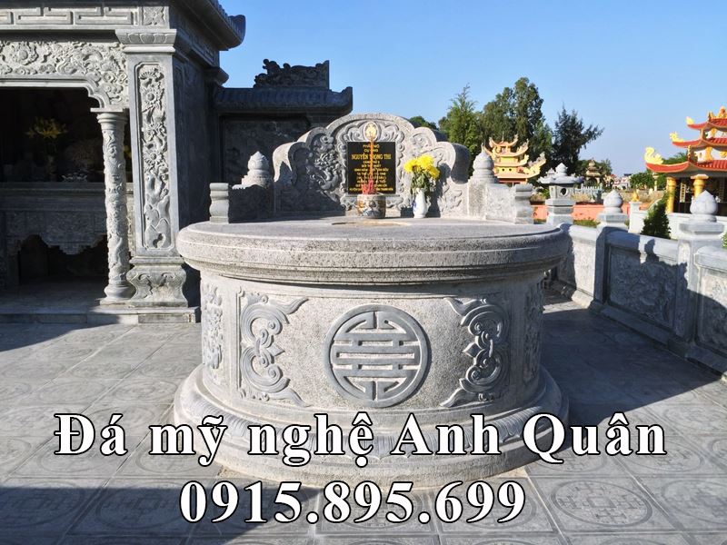 Mẫu Mộ Đá Tròn Đẹp nguyên khối cao cấp của ĐÁ MỸ NGHỆ ANH QUÂN