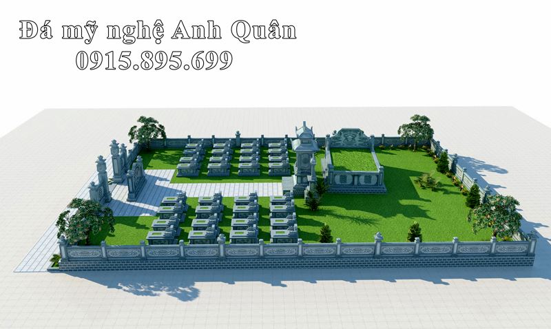 Phối cảnh khu lăng mộ đá đẹp.