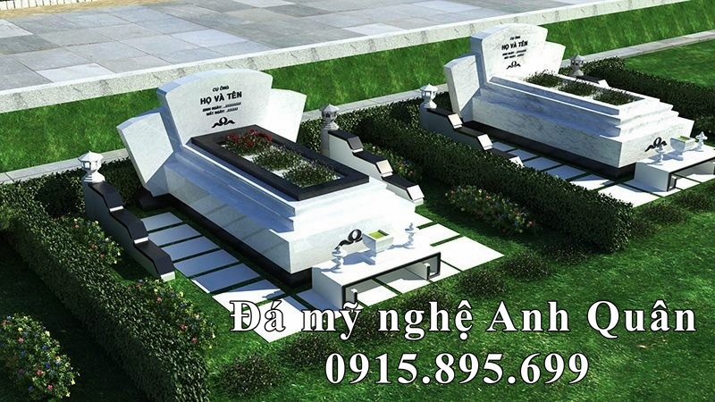 Những Mẫu Mộ đá trắng - Mộ đá tam cấp đẹp Ninh Bình 70 Lam Mo da trang Cong giao dep mau mo da dep tai Nghia trang sinh thai