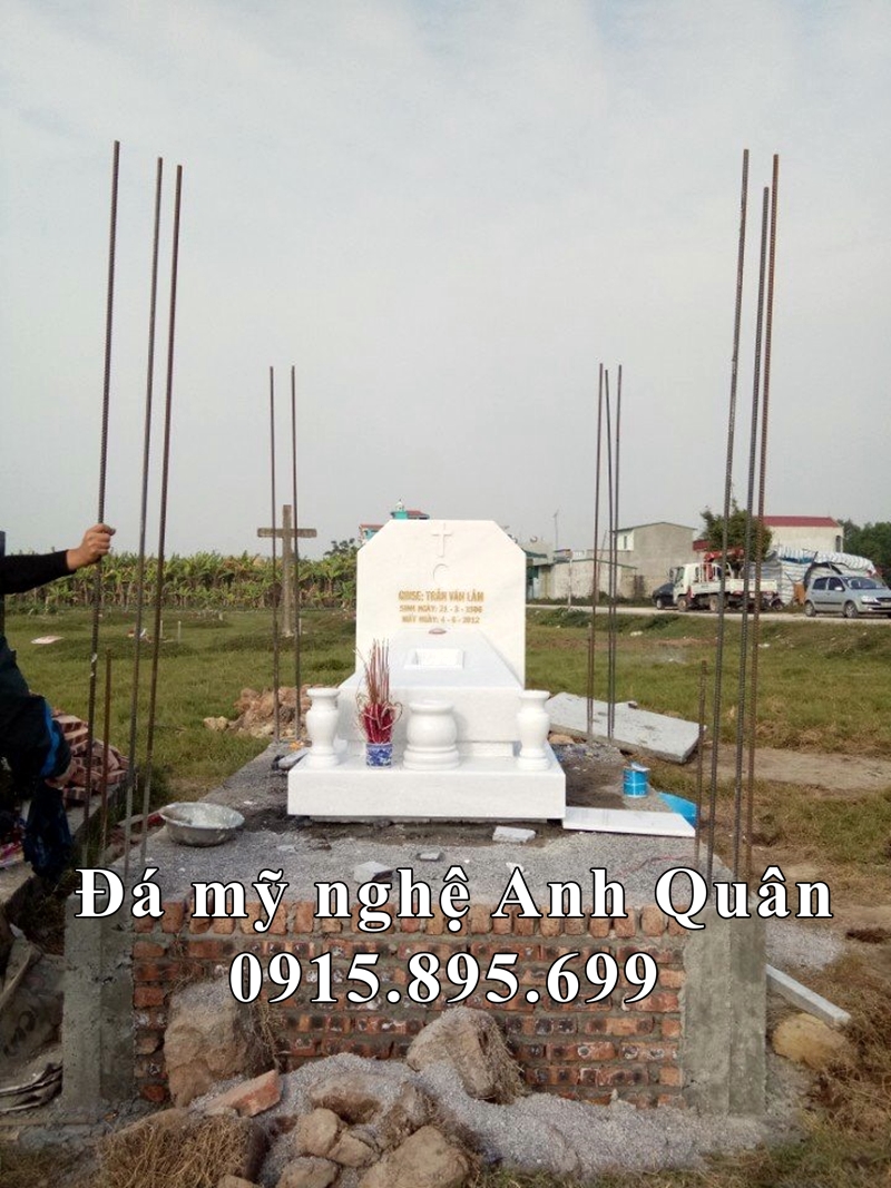 Những Mẫu Mộ đá trắng - Mộ đá tam cấp đẹp Ninh Bình 69 Lam Mo da trang DEP tai Ha Noi