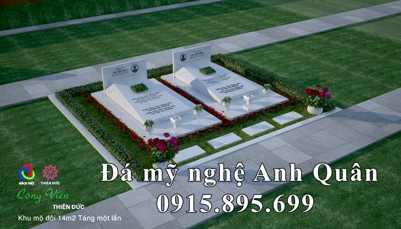 Những Mẫu Mộ đá trắng - Mộ đá tam cấp đẹp Ninh Bình 64 Mau mo da doi - Mo da trang dep tai Hoa vien nghia trang sinh thai