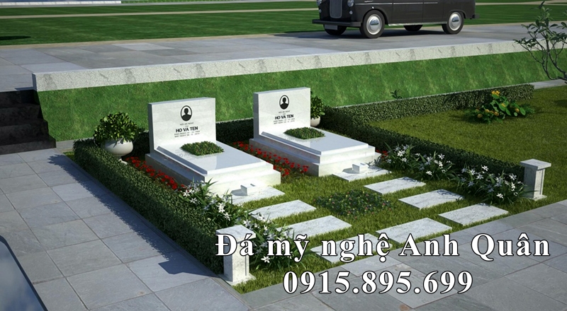 Những Mẫu Mộ đá trắng - Mộ đá tam cấp đẹp Ninh Bình 61 Mo da doi trang tu nhien tai Hoa Vien nghia trang sinh thai