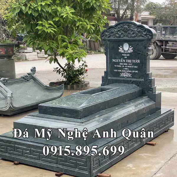 Mẫu Mộ đá xanh rêu - Mộ 3 cấp đẹp (Xây mộ đá)