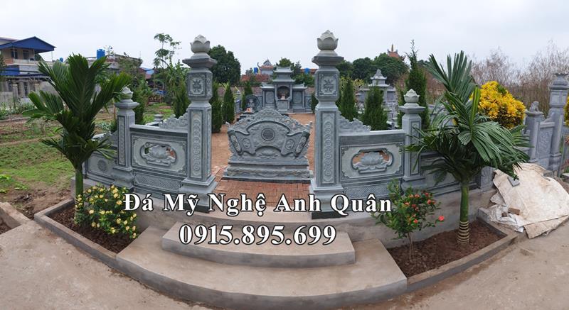 Mẫu Lăng Mộ đá gia tộc bằng chất liệu đá xanh rêu Granite cao cấp.
