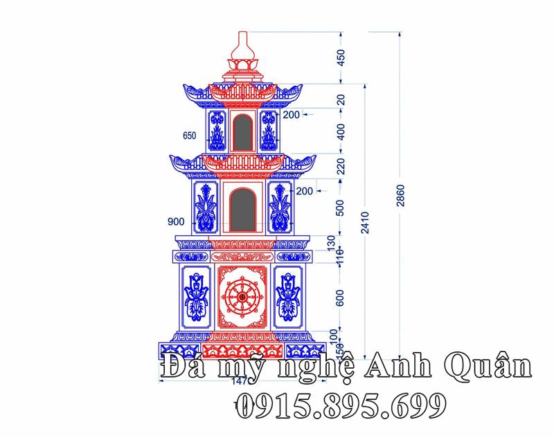 Kich thuoc Mo thap da - Bao thap da