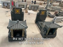 Xây Mộ đá granite đẹp, cổ kính tại Hà Nội 9 Mo da granite 1 mai dep voi cung tho phia truoc