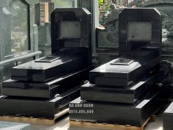 Mẫu Mộ đá granite đẹp, chất lượng cao, thiết kế 3 cấp KT 95cm x 185cm x 135cm