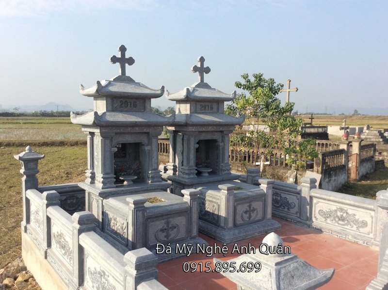 Mộ công giáo đá đẹp thuộc dòng sản phẩm mộ đá đẹp của Mộ đá cao cấp Anh Quân