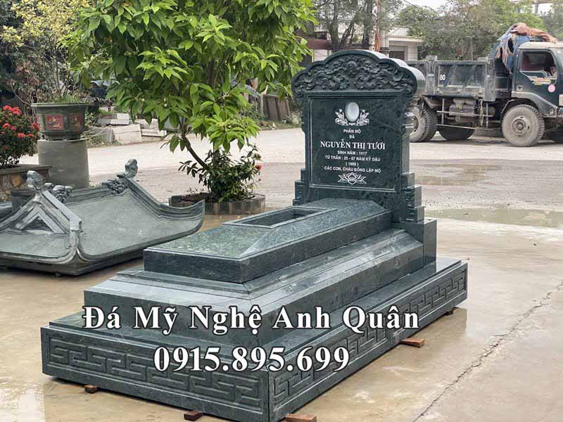 Mẫu Mộ đá xanh rêu Granite, Mộ đá cao cấp Anh Quân năm 2021.