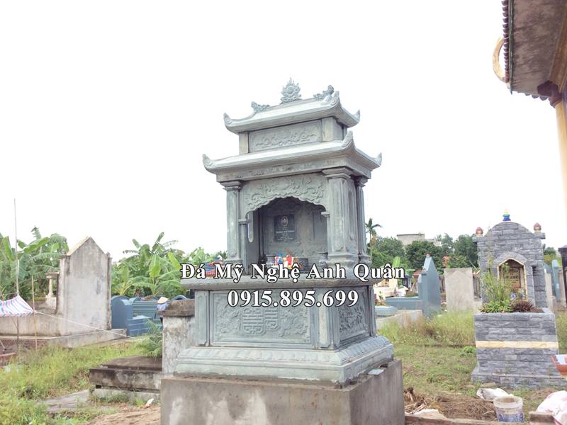 Mẫu mộ đá đôi đẹp Anh Quân hai mái năm 2020