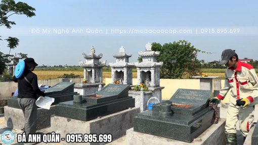 Mẫu mộ đá Granit đẹp, trang trọng và phù hợp với cốt nền cao - móng huyệt mộ cao. #modagranite